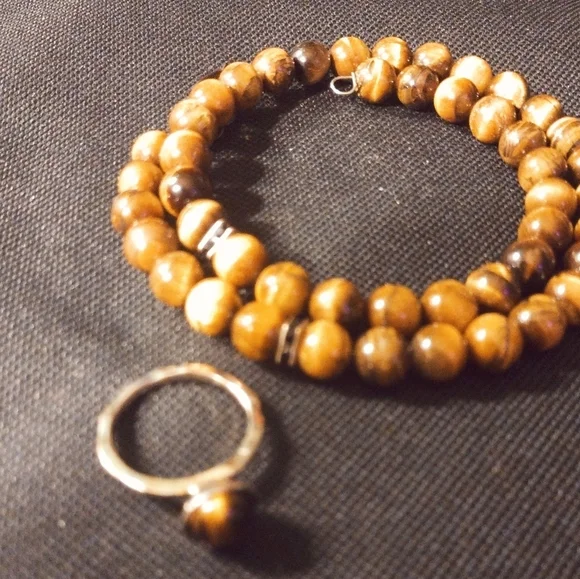 Tigers Eye wrap Bracelet and Ring Set - Picture 4 of 10